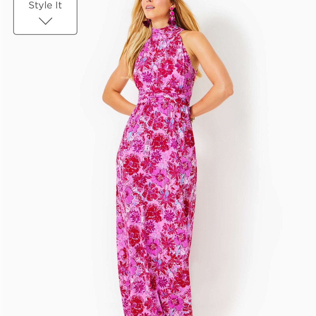 Lilly Pulitzer Vibrant Pink Floral Maxi Dress